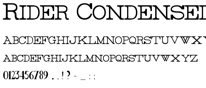 Rider Condensed Light font